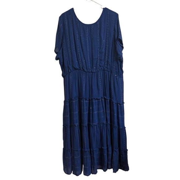 Soft Surroundings Womens Size 3X Kara Shimmer Tiered Sequin Blue Maxi Dress Plus - Picture 4 of 10